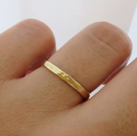 14k Yellow Gold 2.2mm Hammered Ring
