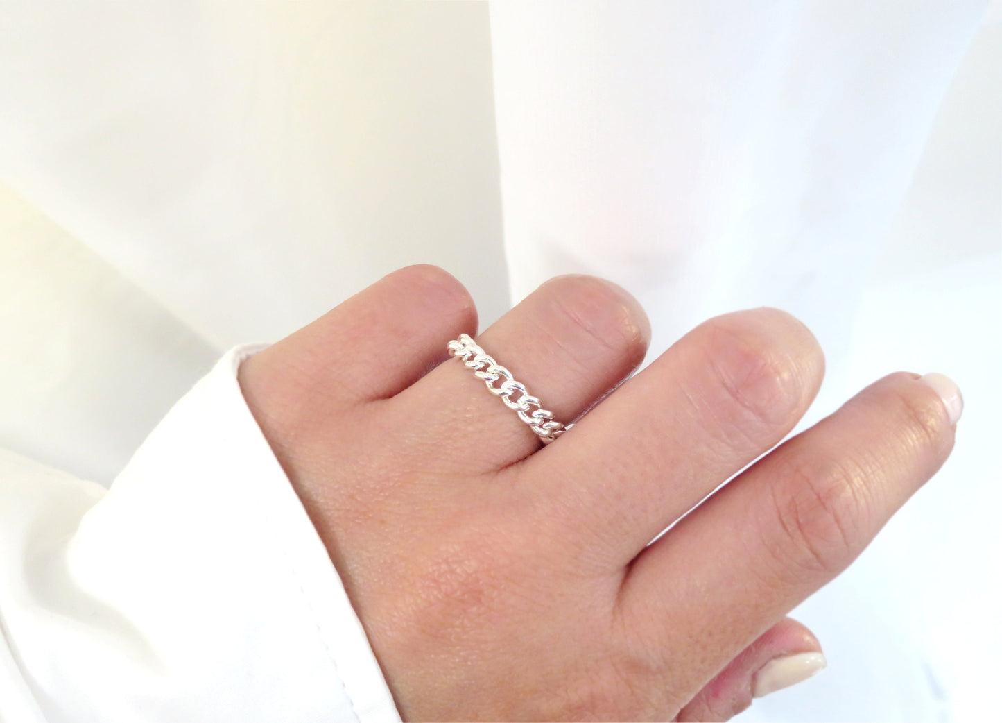 Silver Curb Chain Ring