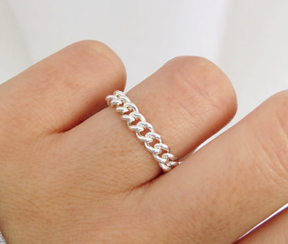 Silver Curb Chain Ring