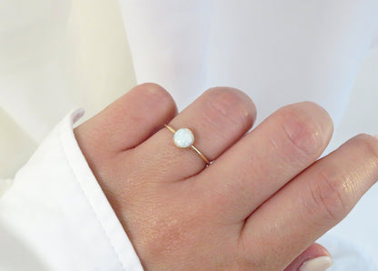 White Fire Opal Ring