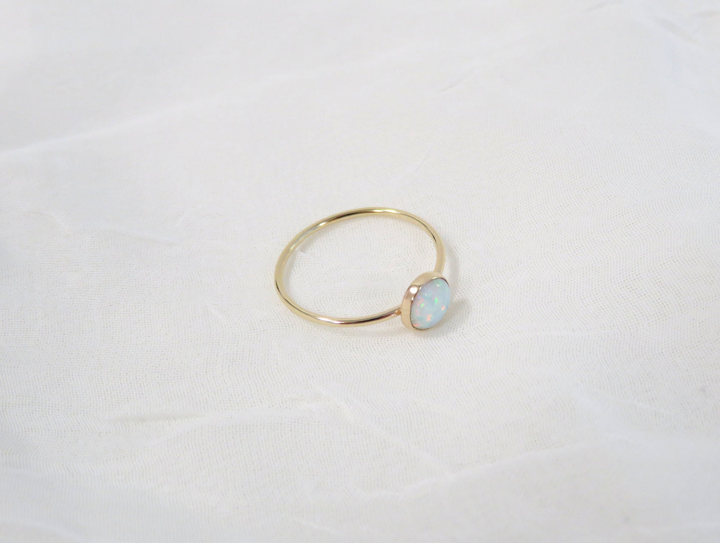 White Fire Opal Ring
