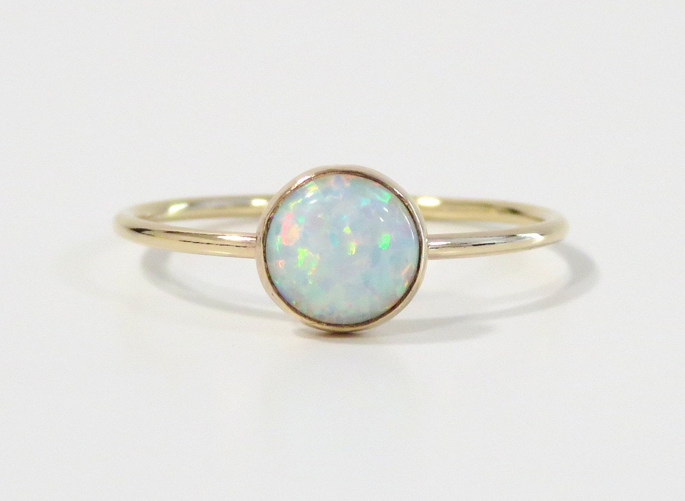 White Fire Opal Ring