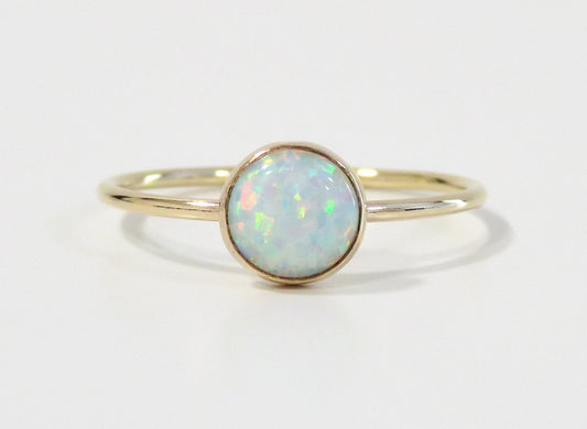 White Fire Opal Ring