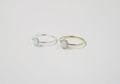 White Fire Opal Ring