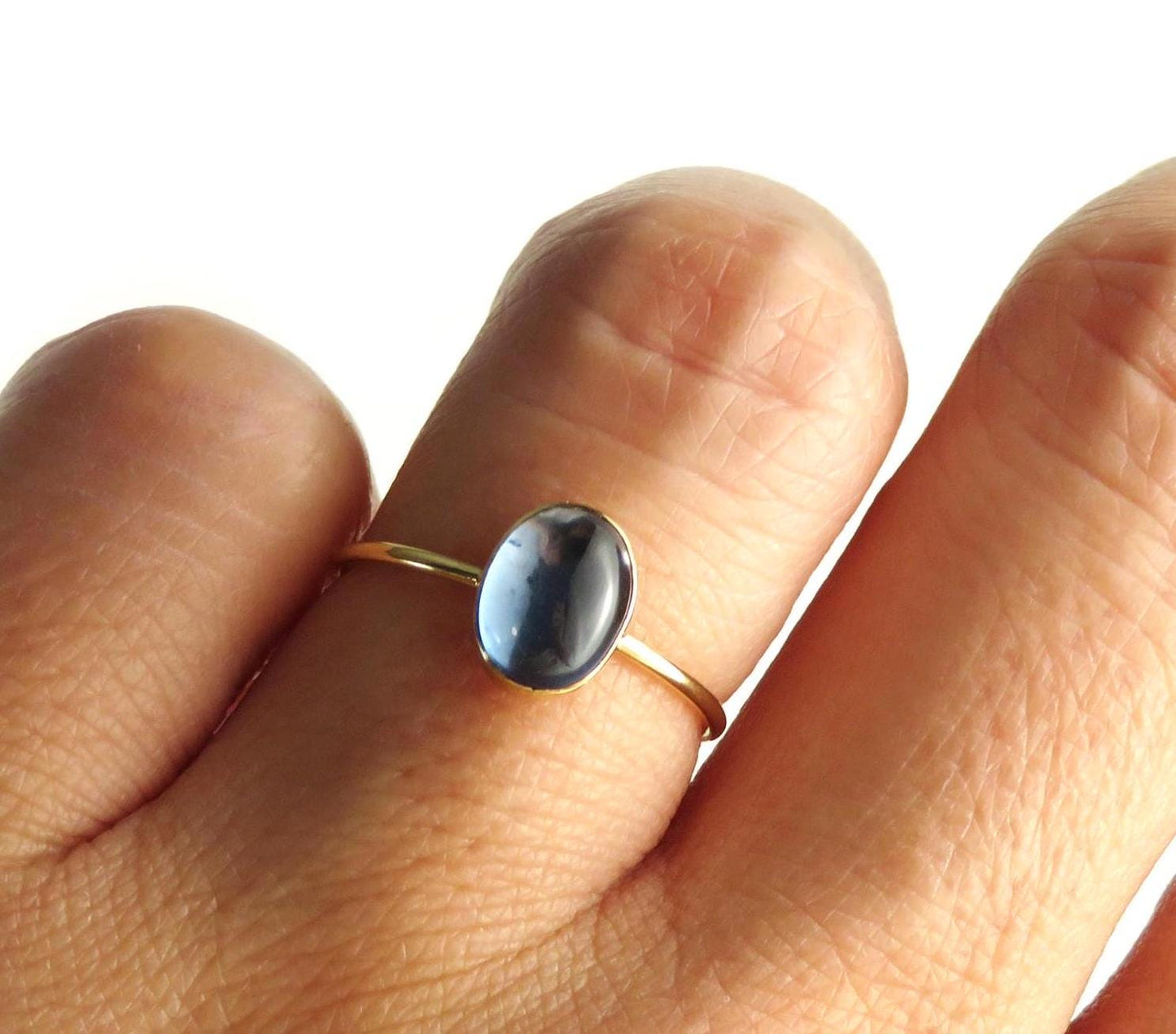 Blue Zircon December Birthstone Ring