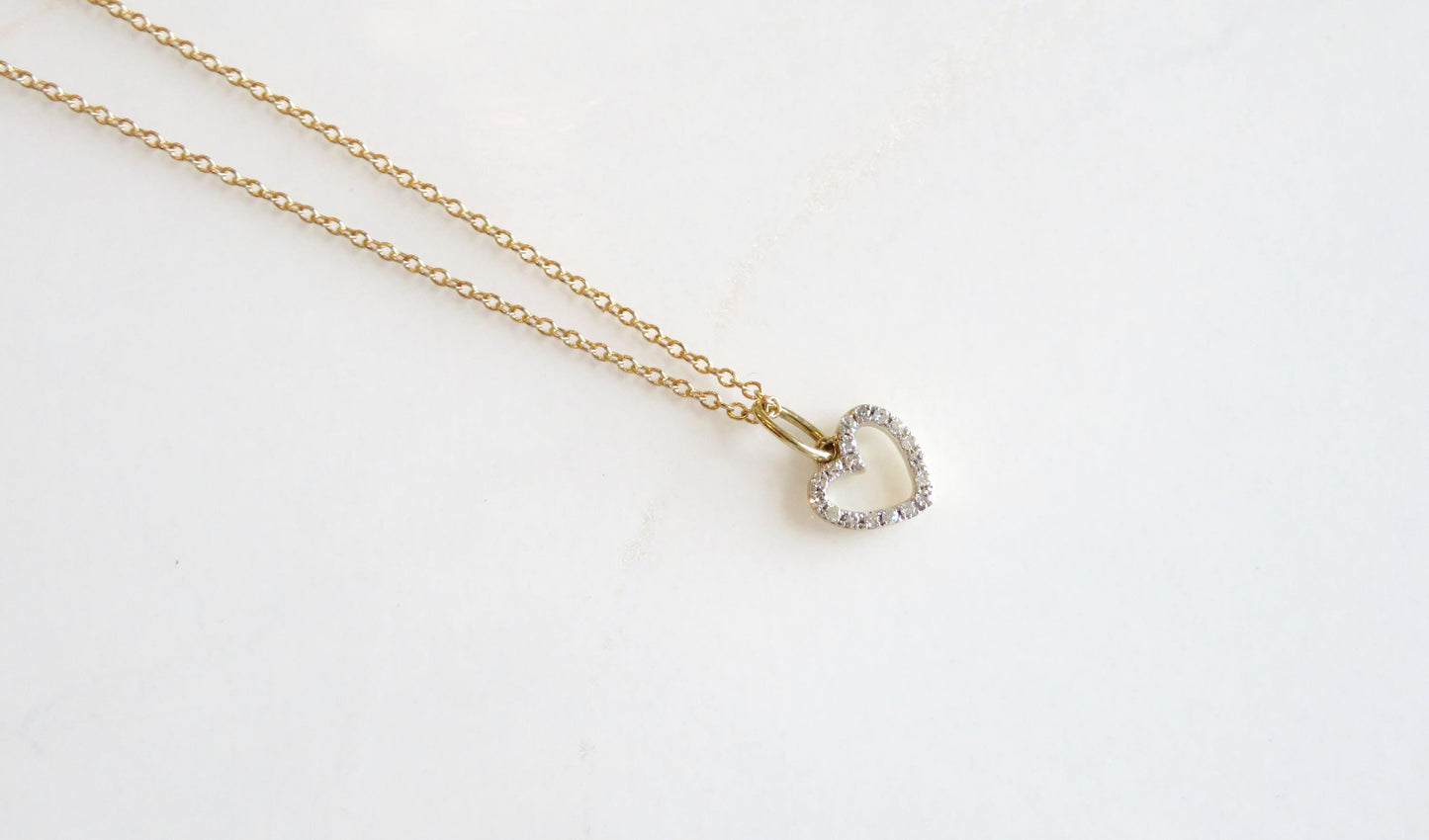 14k Gold Diamond Heart Necklace