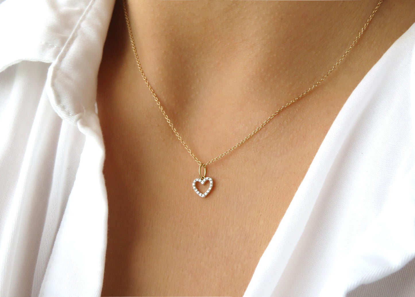 14k Gold Diamond Heart Necklace