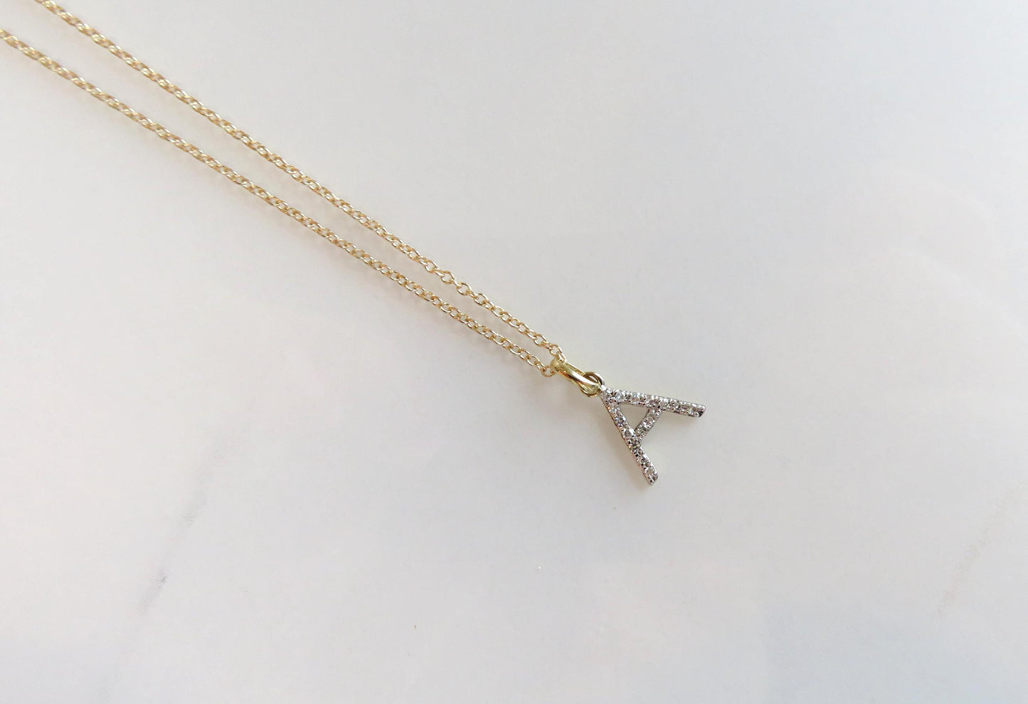 14k Gold Diamond Letter Necklace