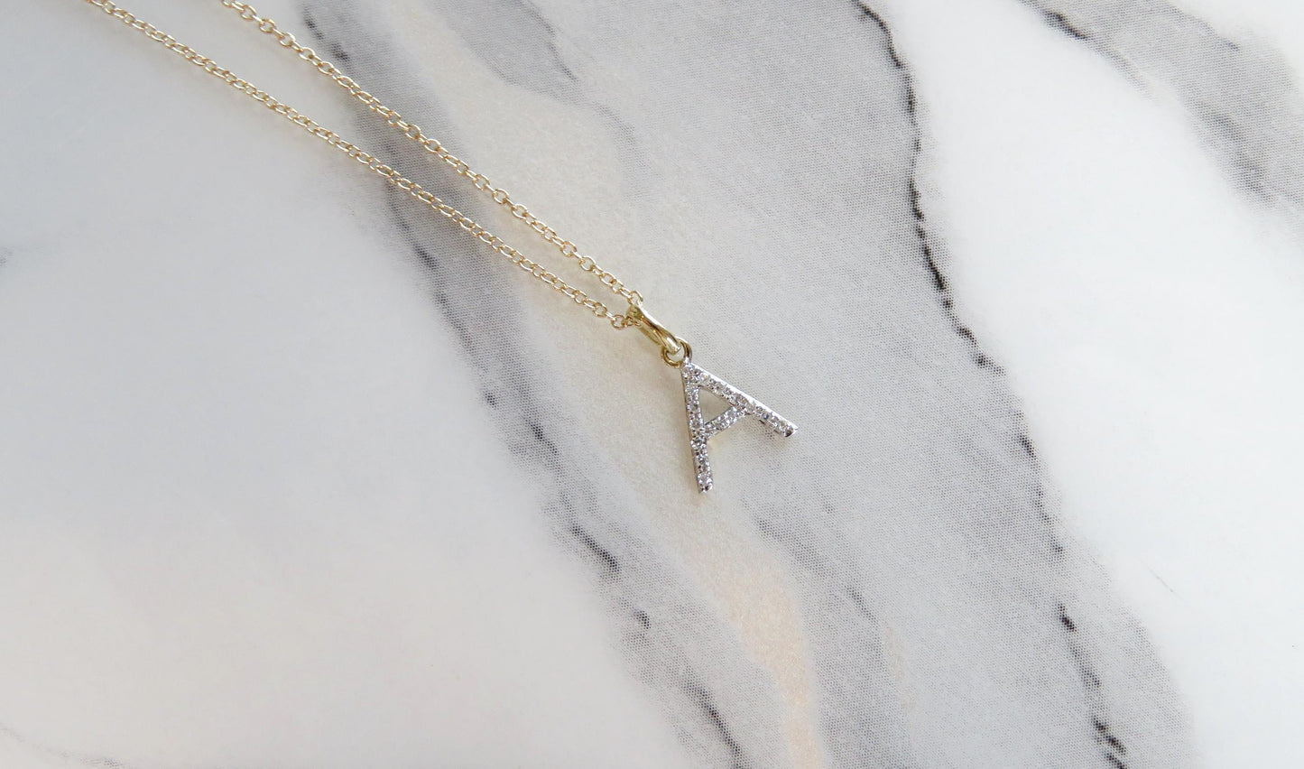 14k Gold Diamond Letter Necklace