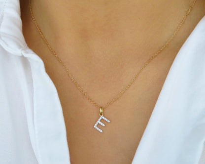 14k Gold Diamond Letter Necklace