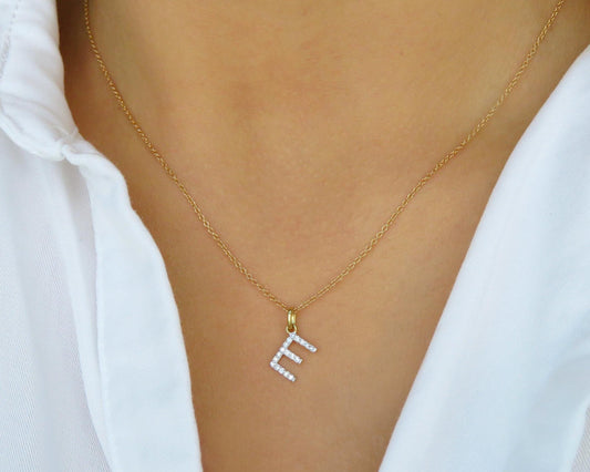 14k Gold Diamond Letter Necklace