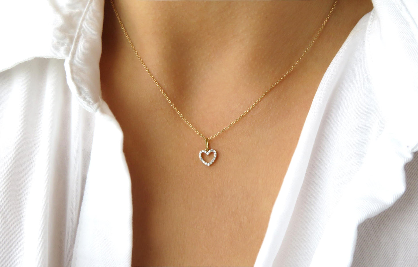 14k Gold Diamond Heart Necklace