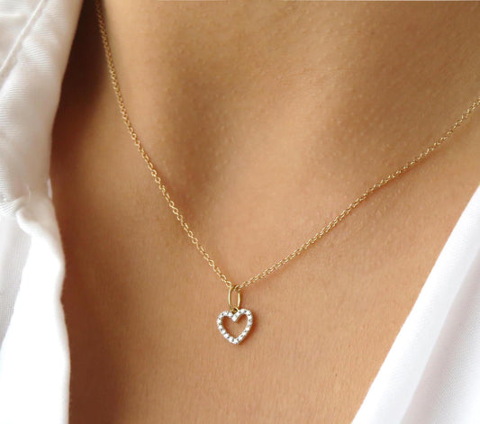 14k Gold Diamond Heart Necklace