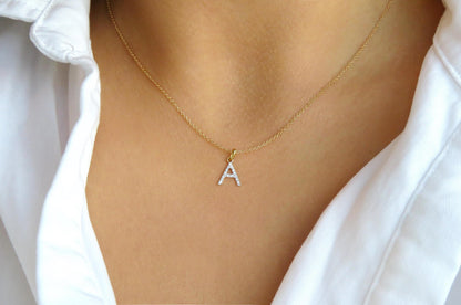 14k Gold Diamond Letter Necklace