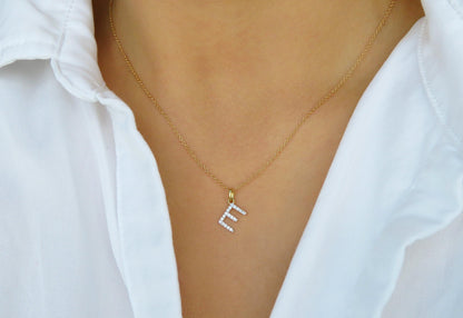 14k Gold Diamond Letter Necklace