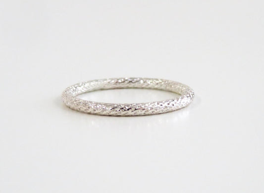 Silver ring on a light gray background