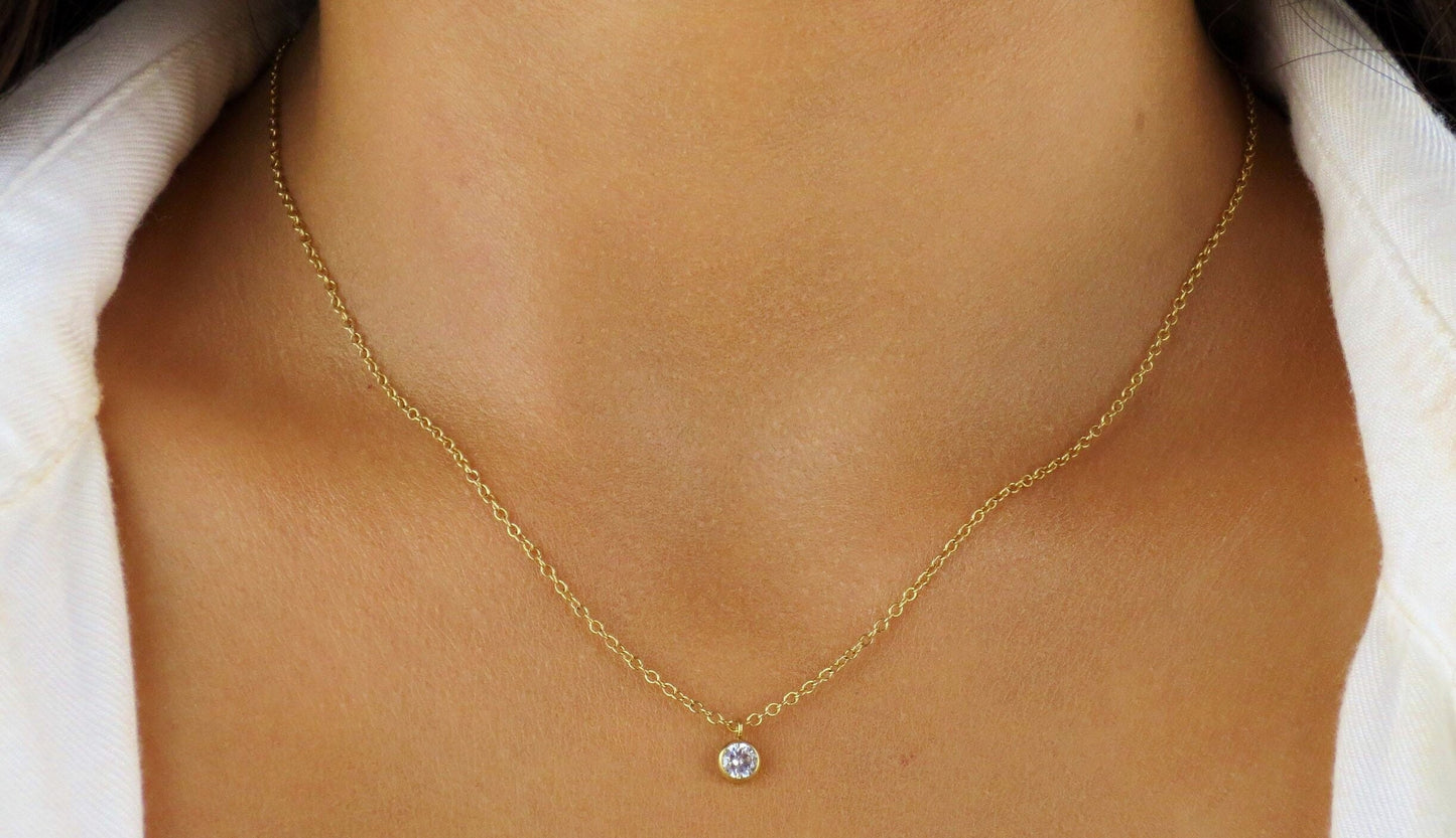 14k Gold Filled Delicate Layering CZ Necklace