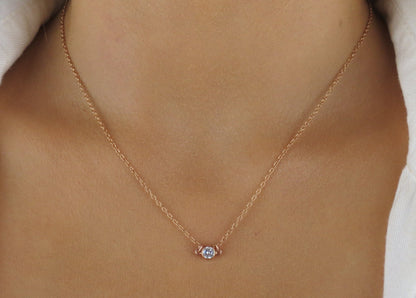 14k Rose Gold Filled Dainty CZ Necklace