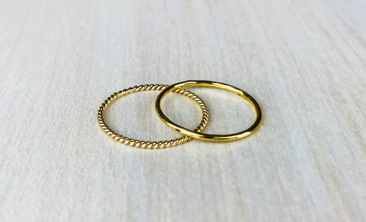 14k Gold Filled 1mm & 1.1mm Minimal Stacking Ring Set