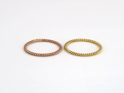 14k Gold Filled 1.1mm Dainty Twist Ring