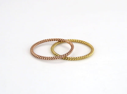 14k Gold Filled 1.1mm Dainty Twist Ring