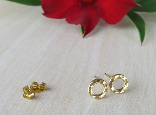14k Gold Filled Hammered Open Circle Earrings
