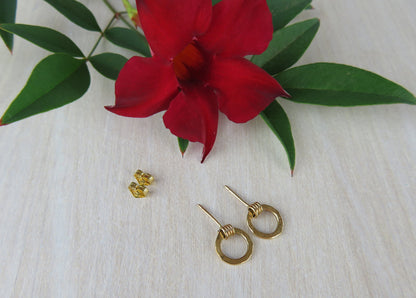 14k Gold Filled 9mm Hammered Open Circle Earrings