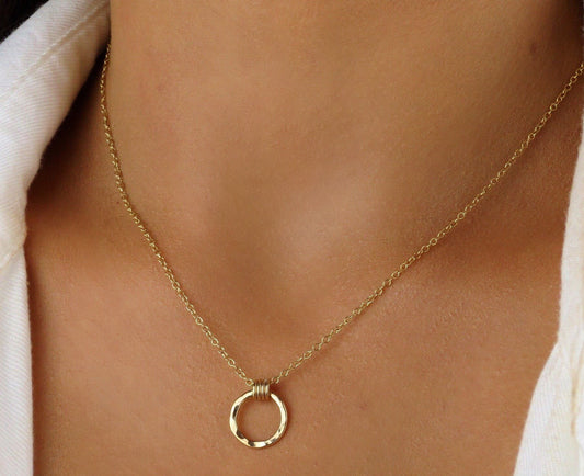 14k Gold Filled Dainty Open Circle Necklace