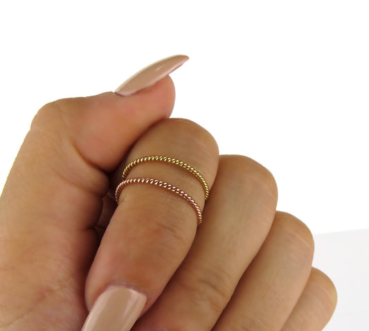 14k Gold Filled 1.1mm Twisted Dainty Ring