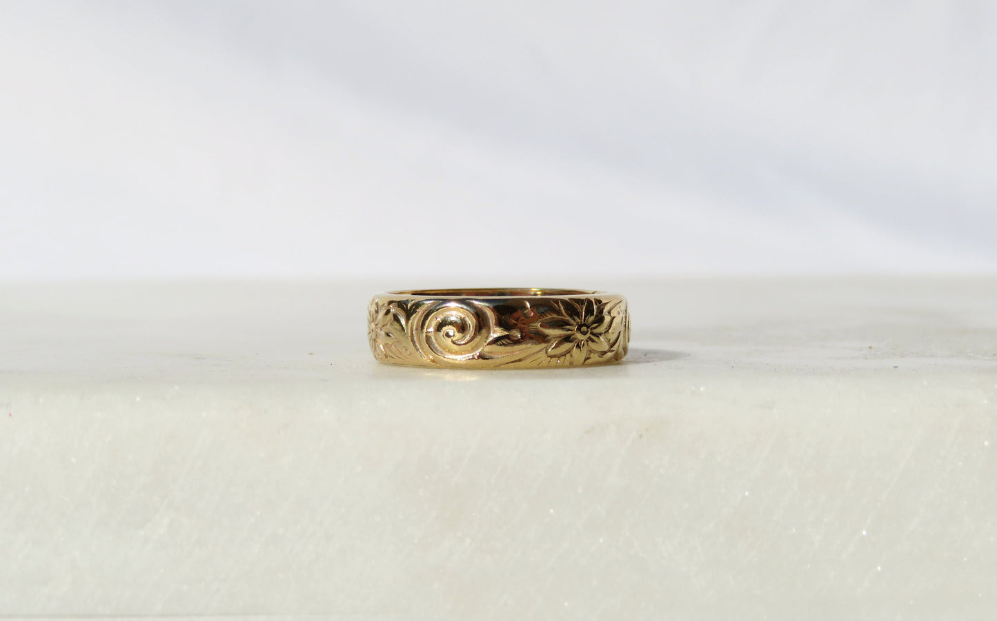 14k Gold Filled 5mm Thick Floral Ring