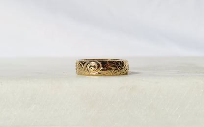 14k Gold Filled 5mm Thick Floral Ring