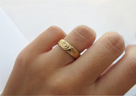 14k Gold Filled 5mm Thick Floral Ring