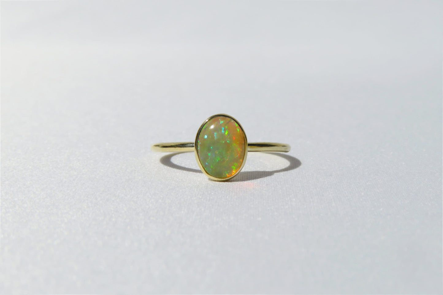 14k Gold 6x8mm Oval Ethiopian Opal Ring