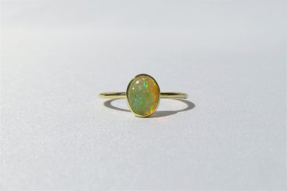 14k Gold 6x8mm Oval Ethiopian Opal Ring