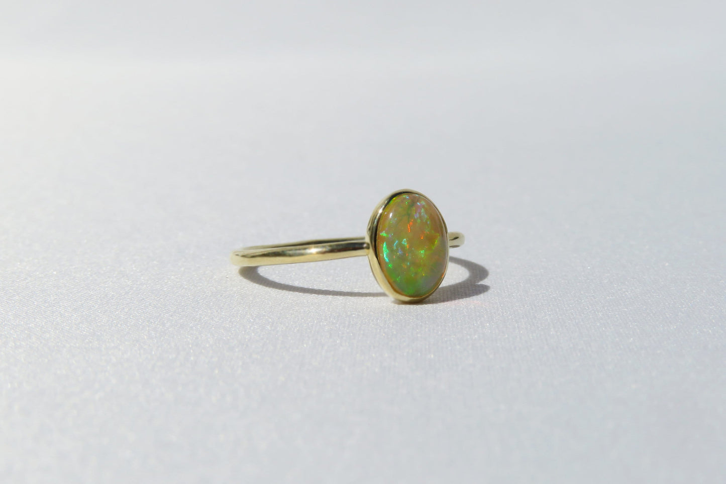 14k Gold 6x8mm Oval Ethiopian Opal Ring