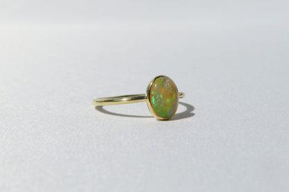 14k Gold 6x8mm Oval Ethiopian Opal Ring