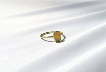 14k Gold 6x8mm Oval Natural Ethiopian Opal Ring