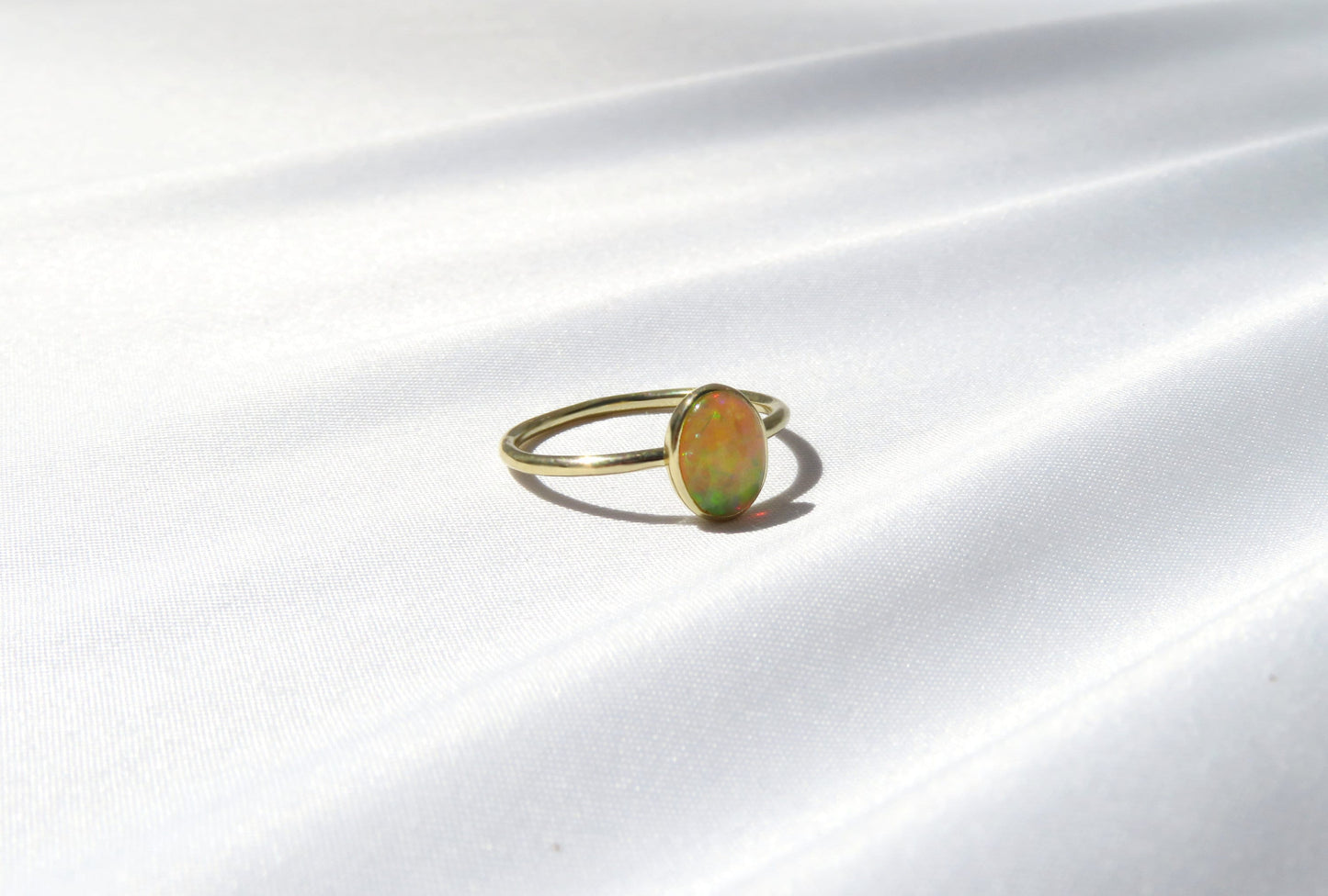 14k Gold 6x8mm Oval Ethiopian Opal Ring