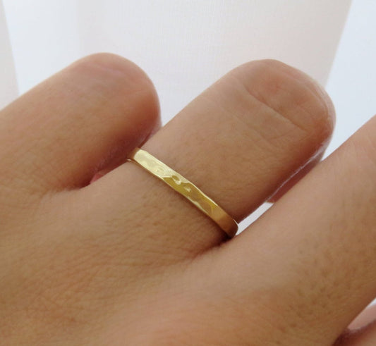 14k Yellow Gold 2.2mm Hammered Ring
