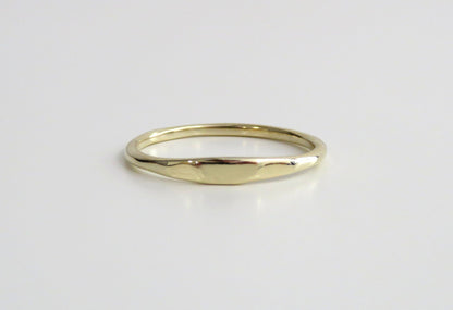 14k Gold 1.4mm Hammered Signet Ring