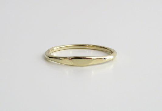 14k Gold 1.4mm Hammered Signet Ring