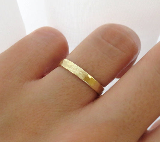 14k Yellow Gold 3.2mm Hammered Ring