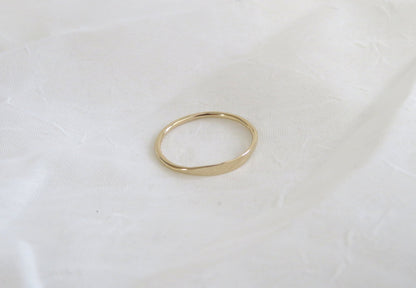 14k Gold 1.2mm Minimal Hammered Stack Ring