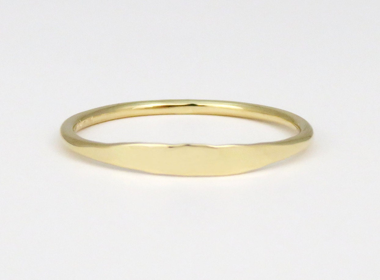 14k Gold 1.2mm Minimal Hammered Stack Ring