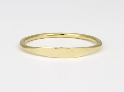 14k Gold 1.2mm Minimal Hammered Stack Ring