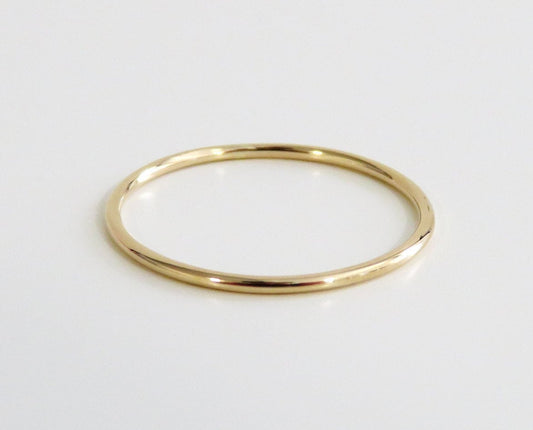 14k Gold 1mm Thin Plain Stack Ring