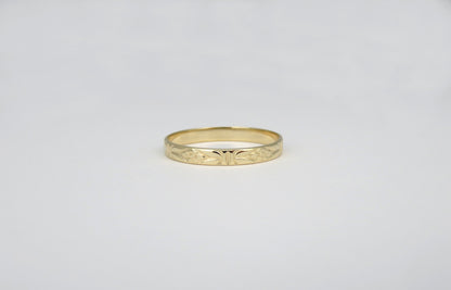 14k Gold 2.8mm Floral Wedding Band