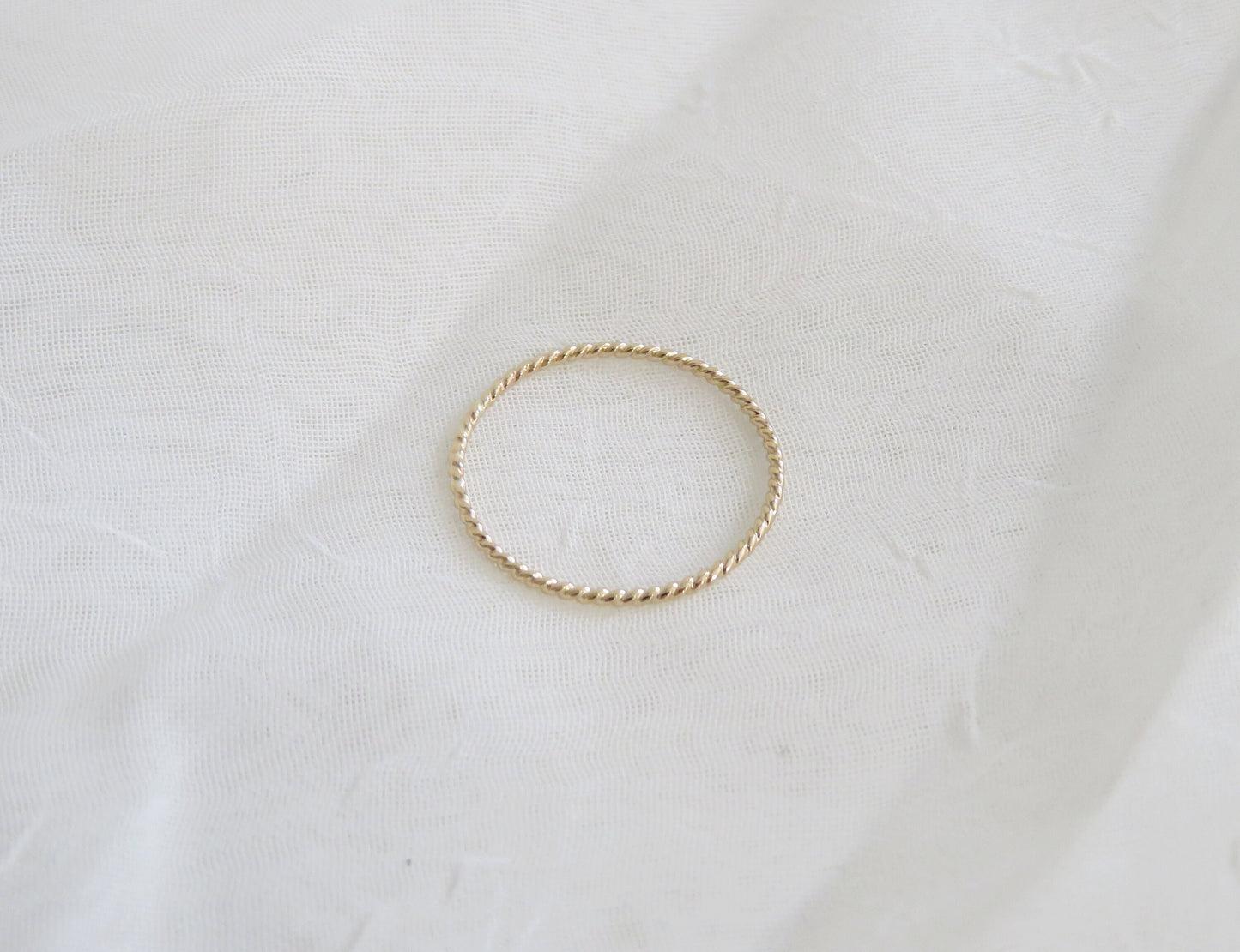 14k Gold 1mm Dainty Twist Ring