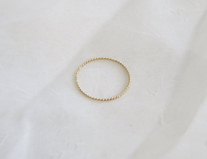 14k Gold 1mm Dainty Twist Ring