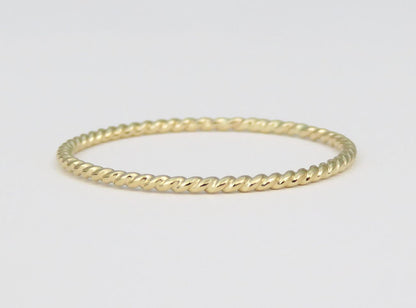14k Gold 1mm Dainty Twist Ring